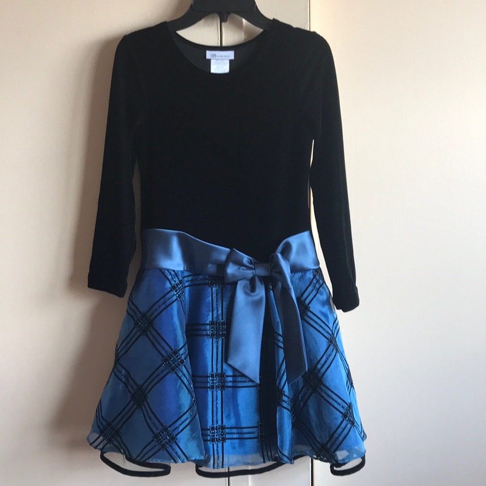 A velvet black and blue dress NWOT